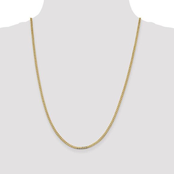 2.25mm 14k Yellow Gold Solid Beveled Curb Chain Necklace, 24 Inch - Picture 3 of 8